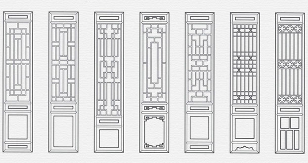 寿县常用中式仿古花窗图案隔断设计图