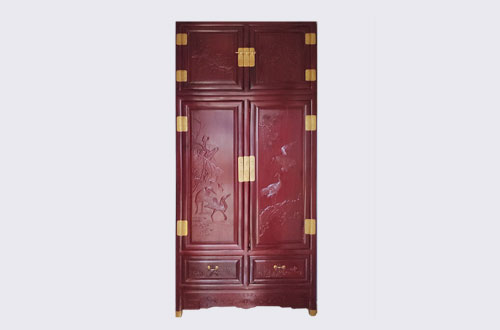 寿县高端中式家居装修深红色纯实木衣柜